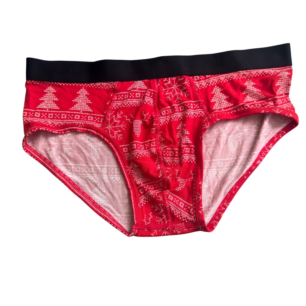 MeUndies Mens Holiday Fair Isle Reindeer Briefs Red White XL‎
